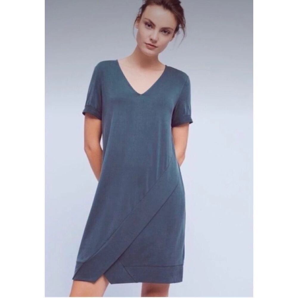 Dolan Anthropologie Left Coast Collection Women's Green V-Neck Shirt Dress S